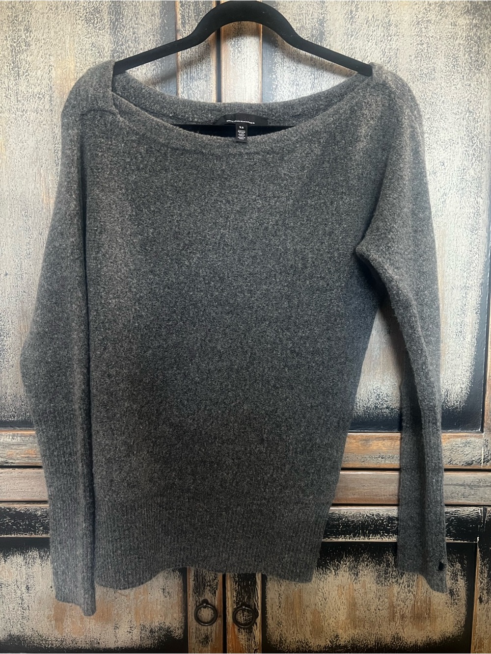 White House Black Market Dark Gray Boatneck Sweater